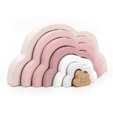 Label Nube Arcoíris apilable de Madera - Rosa – imagen 2