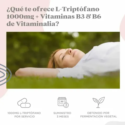 Vitaminalia L-Triptófano 1000mg + Vit. B6 y B3 180 Comprimidos – imagen 2