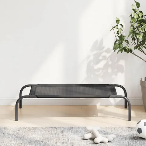vidaXL Cama de perro elevada negra textilene S Negro – imagen 2