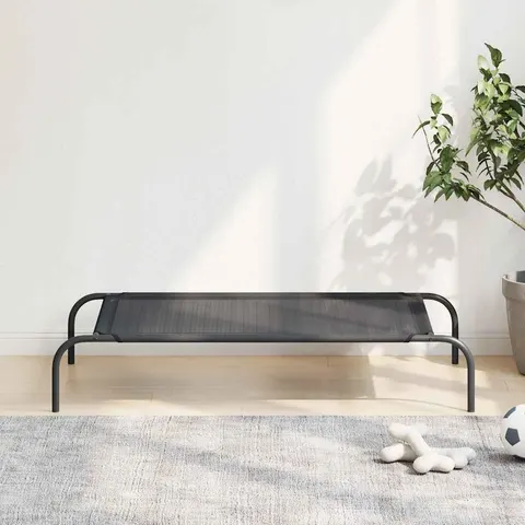 vidaXL Cama de perro elevada negra textilene L Negro – imagen 2