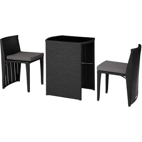 Tectake Conjunto de ratán y aluminio, negro – imagen 2