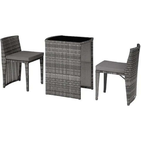 Tectake Conjunto de ratán y aluminio, gris – imagen 2
