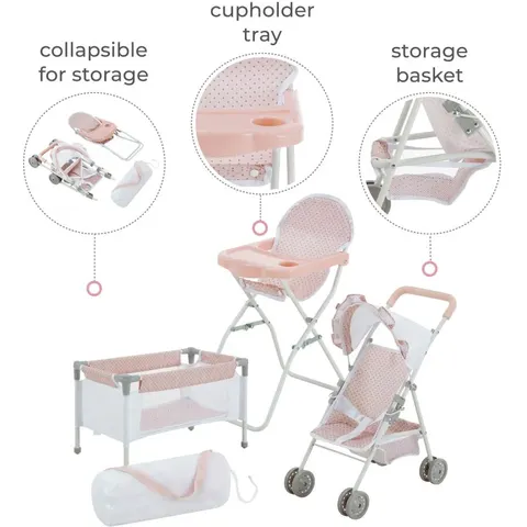 Teamson Set dormitorio para muñecas, rosa/gris, 54cm – imagen 2