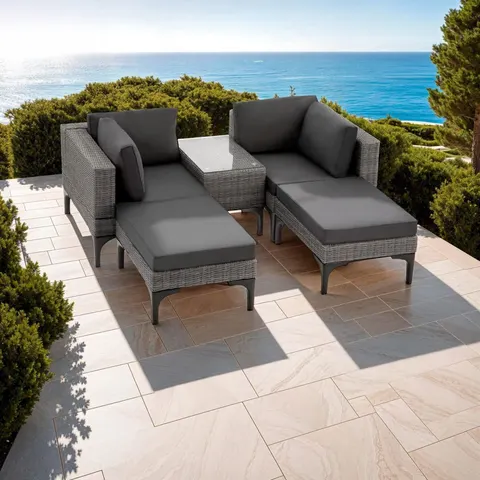 Tectake Conjunto de ratán con estructura de aluminio, gris – imagen 2