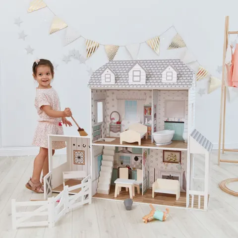 Teamson Casa de muñecas 89.5 cm, blanco/gris – imagen 2