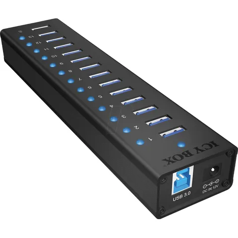 Concentrador USB B - 13x USB A + Carga USB (Negro) - ICY BOX – imagen 2