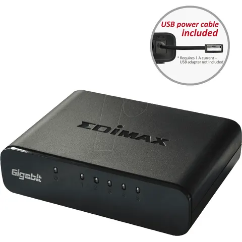 Switch de Red 5 Puertos Gigabit (Negro) - EDIMAX – imagen 2