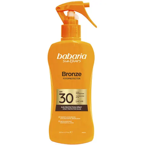 Babaria Sun Lovers Bronze spray protector solar SPF30 200 ml – imagen 2