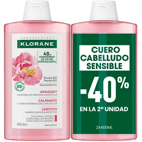 Klorane Champu Peonia 2x400 ml – imagen 3
