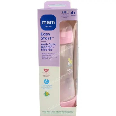Mam biberon anti-colic 320ml rosa – imagen 2
