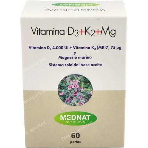 Mednat vitamina d3+k2+mg 60perlas. – imagen 2