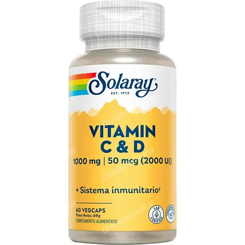Solaray vitamina c 1000mg + vitamina d 2000ui 60cap. – imagen 2