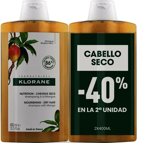 Klorane Champú al Mango 2x400 ml – imagen 2