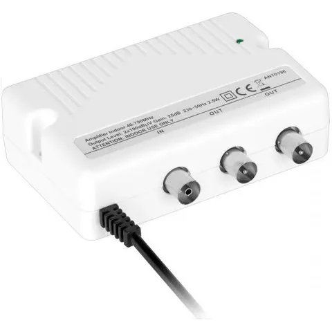 Amplificador Interior TV 2 Salidas 20dB - CABLETECH – imagen 2