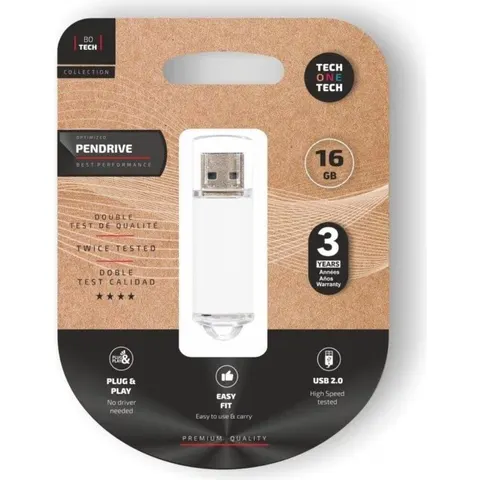 Pendrive 16GB Tech One Tech Basic USB 2.0 - Blanco – imagen 2