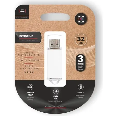 Pendrive 32GB Tech One Tech Basic USB 2.0 - Blanco – imagen 2