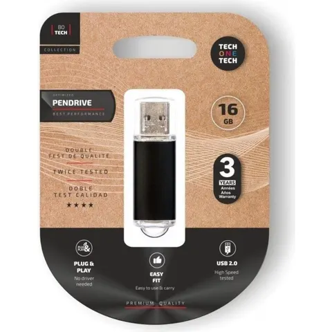 Pendrive 16GB Tech One Tech Basic USB 2.0 - Negro – imagen 2