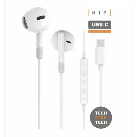 Auriculares Intrauditivos Tech One Tech ear con Micrófono - USB Tipo-C - Blancos – imagen 2