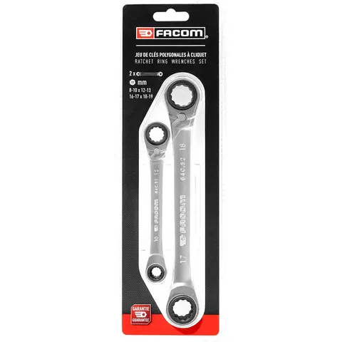 Facom 2 Piece Quatro Ratchet Ring Spanner Set – image 3
