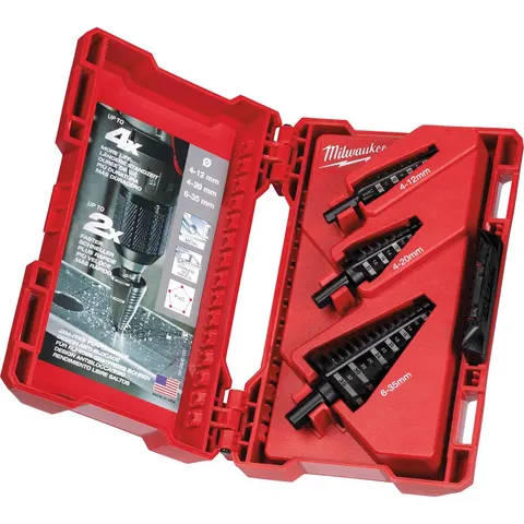 Milwaukee 3 Piece HSS Step Drill Bit Set – image 2