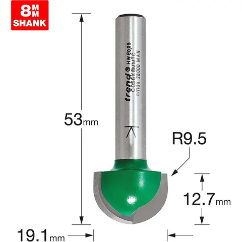 Trend CRAFTPRO Radius Router Cutter – C056X8MMTC – image 2