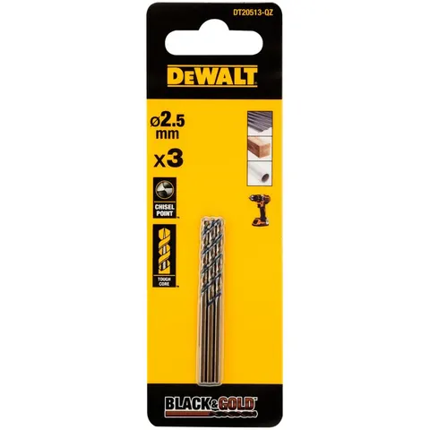 DEWALT BLACK&GOLD HSS Drill Bits (3) 2.5mm – image 4