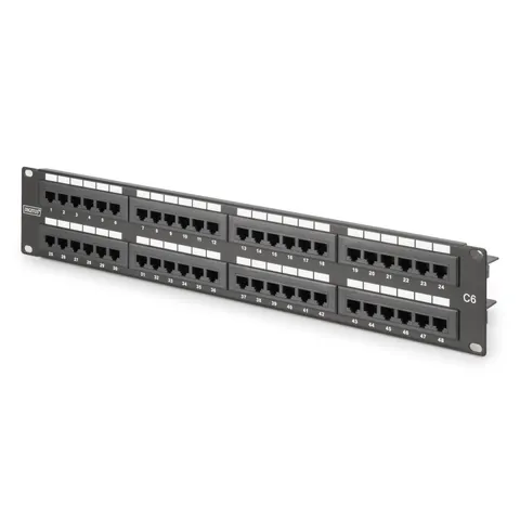 DIGITUS Patchpanel 2HE 48-Port Cat6 ungeschirmt schwarz – Bild 2