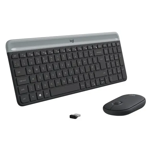 LGN Logitech MK470 Wireless Slim Desktopset US Layout – Schwarz – Bild 2