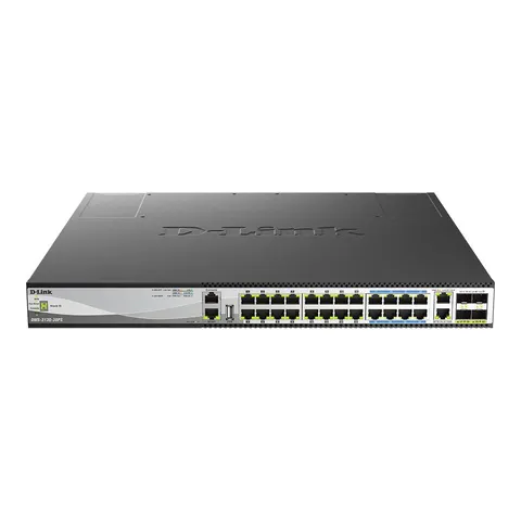 D-Link DMS-3130-30PS/E, 30-Port Layer 3 PoE Multi-Gigabit Stack Switch – Bild 2