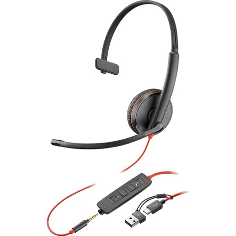 Poly Blackwire 3215 Monaural Headset – Schwarz – Bild 2