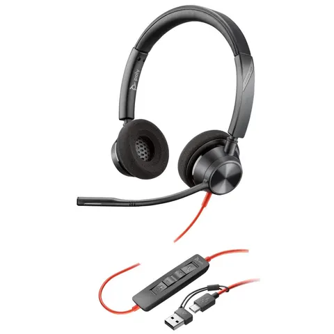 HP Poly Blackwire 3320 Stereo USB-C Headset +USB-C/A Adapter – Bild 2