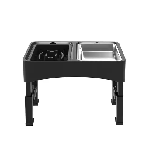 Blinkit Pet Adjustable Slow Feeder & Elevated Dog Bowl, 4-Level Height Foldable Design with Stainless Steel Inner Bowl for Cats & Dogs, Black/Gray – image 2