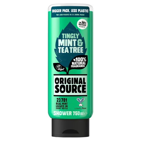Original Source Tingly Mint & Tea Tree Invigorating Shower Gel 750ml for a Refreshing and Energising Daily Cleanse – image 2