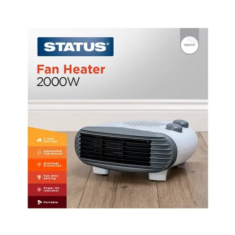 Status 2000W Portable Flat Fan Heater White – image 2
