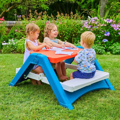 TP Folding Plastic White and Red Picnic Table – image 2
