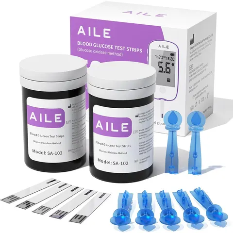 AILE Glucose Test Strips 50 PCS, Glucose Oxidase Method, No Coding Required. Compatible with AILE A608/A601/A606/A616/W33 Meters. – image 2