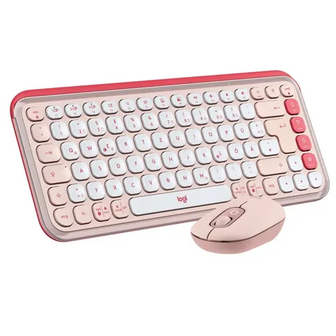 Logitech POP ICON COMBO, Rosa/Offwhite, Bluetooth, Deutsch – Bild 3