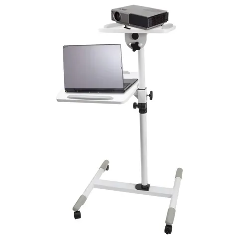 ProperAV Mobile Desk Workstation & Projector Stand - White – image 2