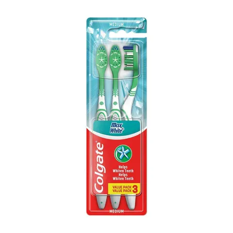 Colgate Max White Medium Toothbrush Whitening & Surface, Pack of 3 – image 2