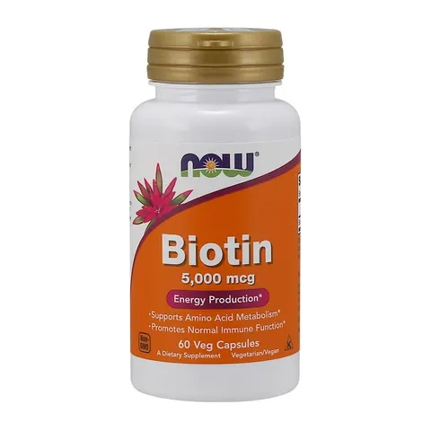 NOW Foods Biotin, 5000mcg , 60 vcaps – image 2