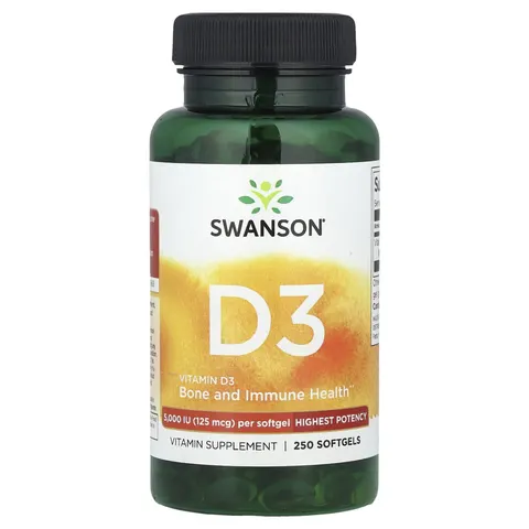 Vitamin D-3, 5000 IU - 250 softgels – image 2