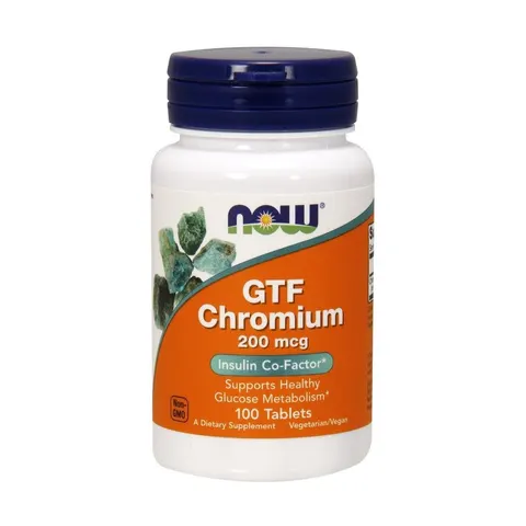 NOW Supplements GTF Chromium 200 mcg - Insulin Co-Factor, 100 Tablets – image 2