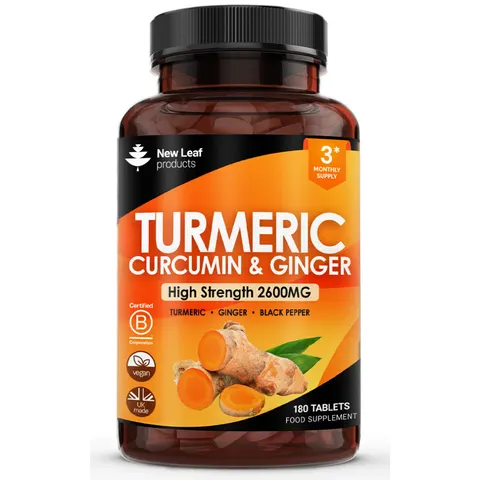 Turmeric Tablets 2600mg Ginger & Black Pepper 180 Capsules – image 2