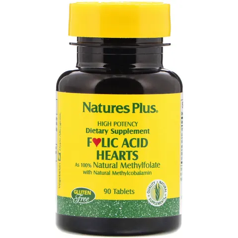 NaturesPlus, Folic Acid Hearts, 90 Tablets – image 3