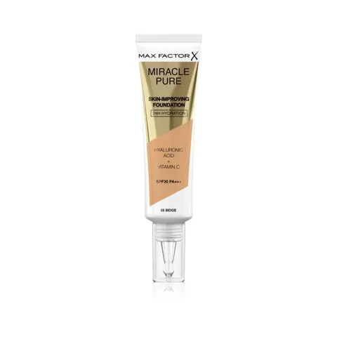 Max Factor Foundation Miracle Pure Sin-Improving Tube 30ml - 55 Beige – image 2