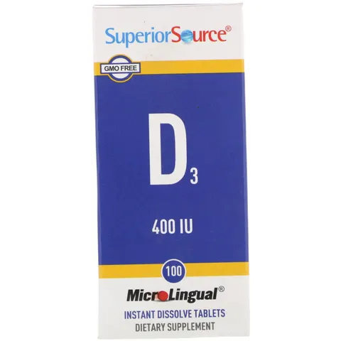 Superior Source, D3, 400 IU, 100 MicroLingual Instant Dissolve Tablets – image 2