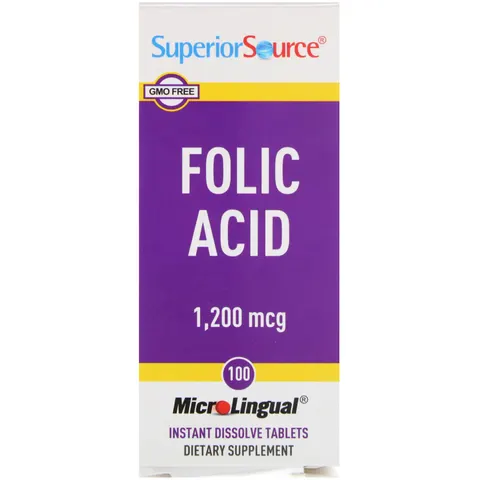 Superior Source, Folic Acid, 1,200 mcg, 100 Tablets – image 2