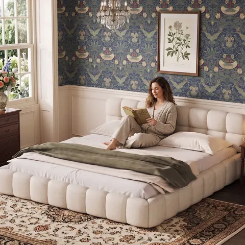 Metro Bed Frame Beige 140 x 190cm – image 2