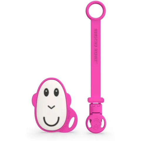 Matchstick Monkey Flat Face Teether & Soother Clip gift set for children Pink – image 2