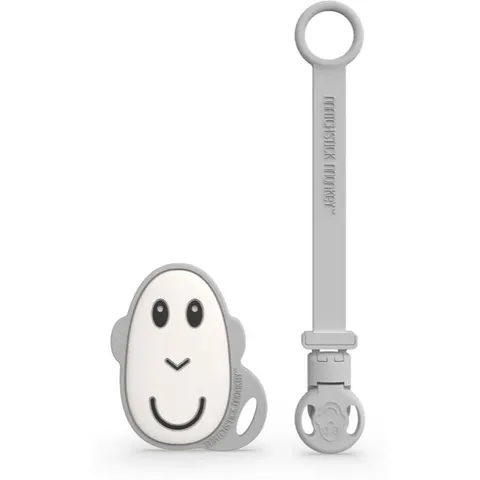 Matchstick Monkey Flat Face Teether & Soother Clip gift set for children Grey – image 2